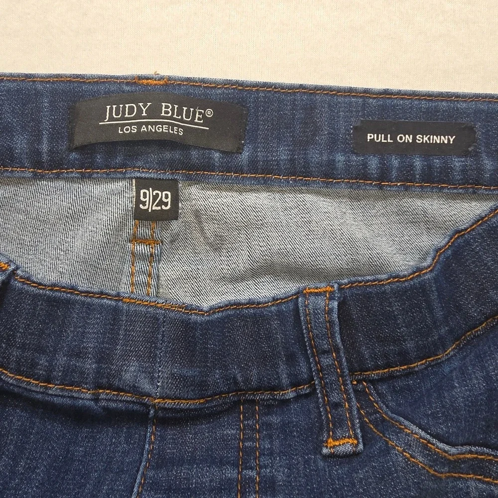 Judy Blue Pull On Skinny Jeans Womens 9/29 Dark Wash High Rise Denim Leggings